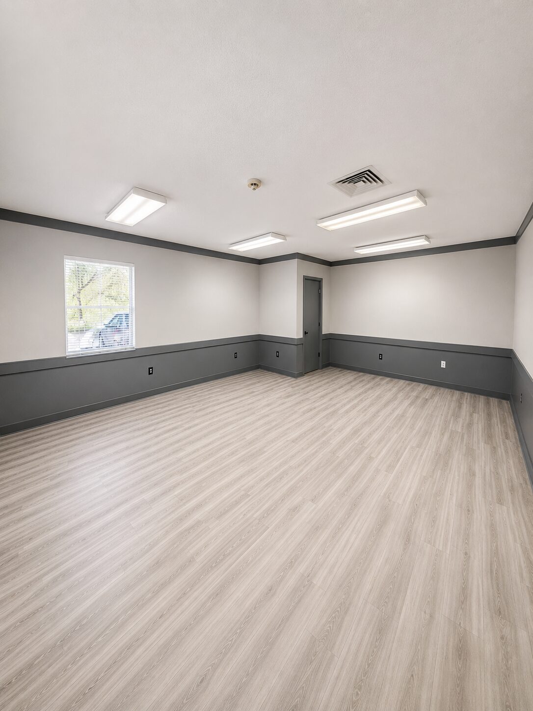Executive office with built-in shelving